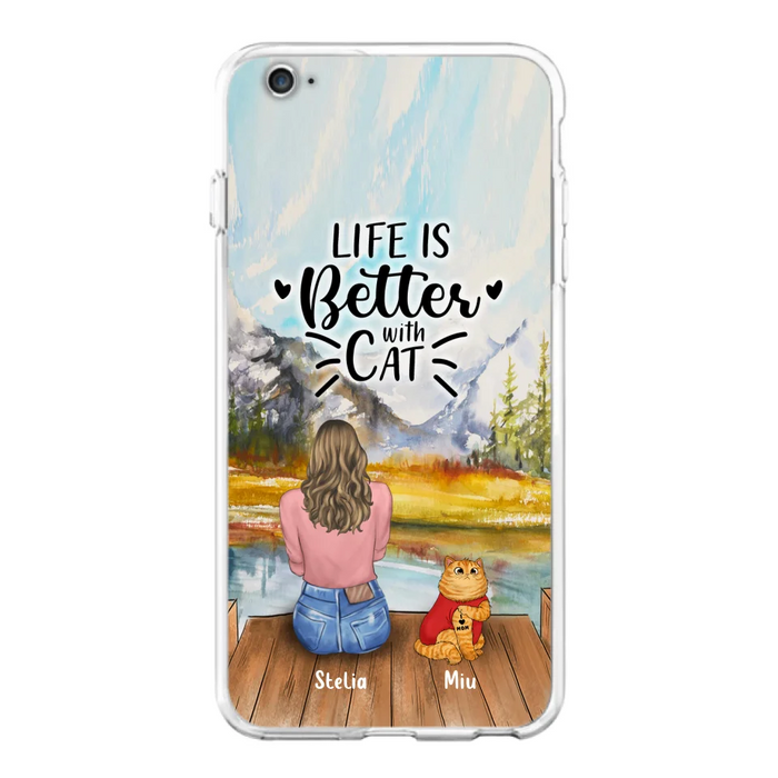 Personalized Cat Mom Phone Case - Gifts For Cat Lovers With Up to 3 Cats - Home Is Where The Paws Are - I Love Mom - Case For iPhone, Samsung And Xiaomi