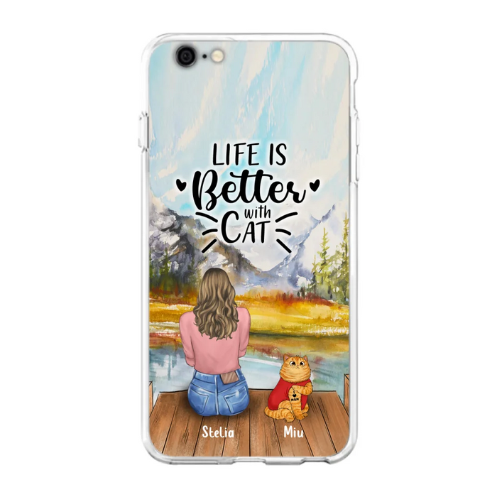 Personalized Cat Mom Phone Case - Gifts For Cat Lovers With Up to 3 Cats - Home Is Where The Paws Are - I Love Mom - Case For iPhone, Samsung And Xiaomi