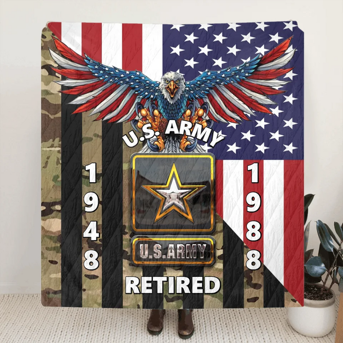 Personalized Veteran Fleece Throw Blanket & Quilt - Gift Idea For Veteran