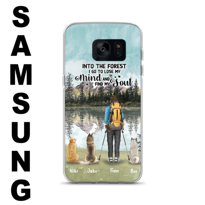 Personalized Solo Hiking With Dogs Phone Case - Woman/Man With Up to 3 Pets - Case For iPhone and Samsung - Q67GXN