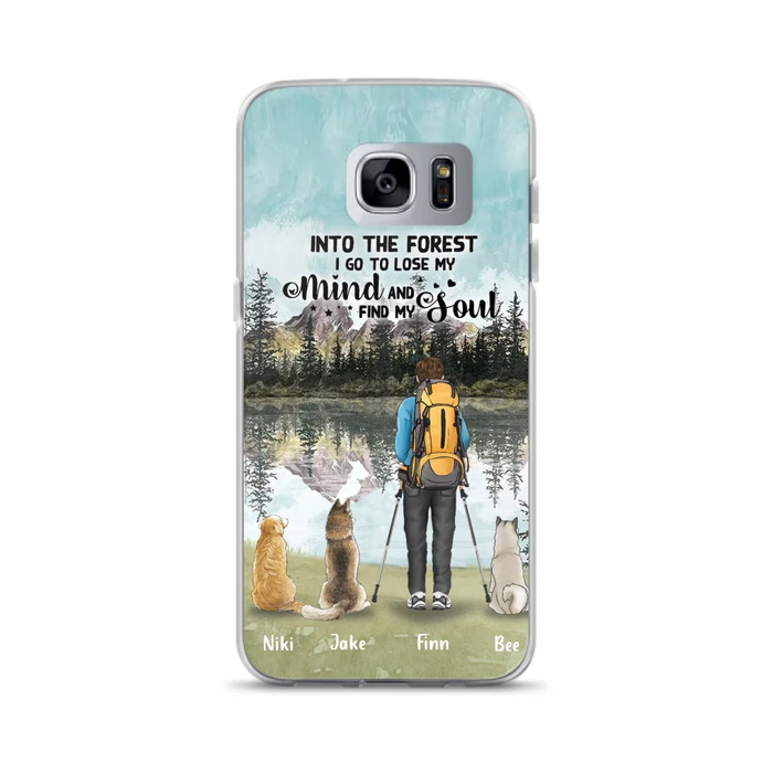 Personalized Solo Hiking With Dogs Phone Case - Woman/Man With Up to 3 Pets - Case For iPhone and Samsung - Q67GXN