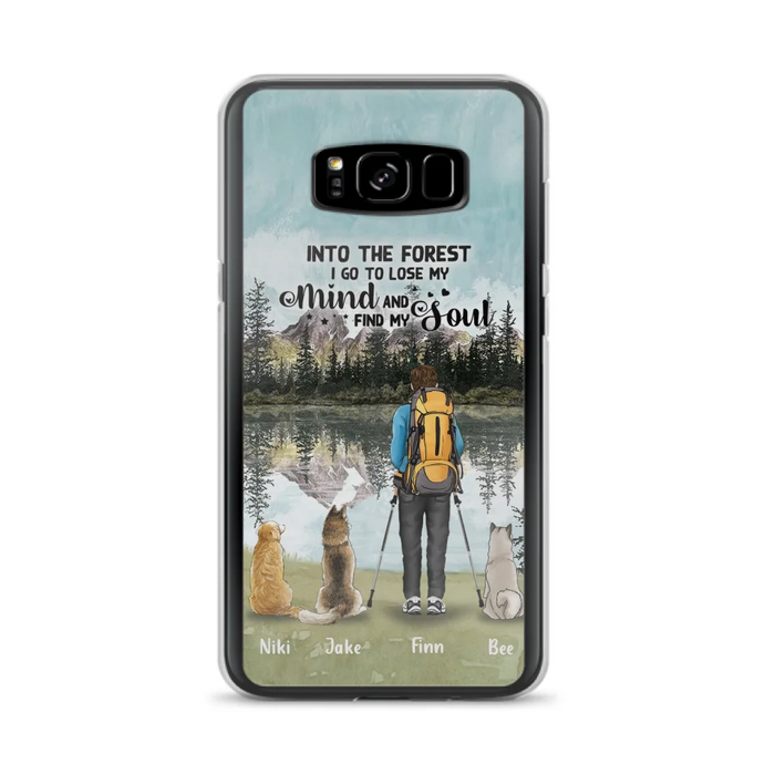 Personalized Solo Hiking With Dogs Phone Case - Woman/Man With Up to 3 Pets - Case For iPhone and Samsung - Q67GXN