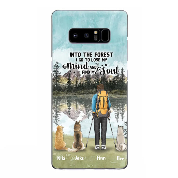 Personalized Solo Hiking With Dogs Phone Case - Woman/Man With Up to 3 Pets - Case For iPhone and Samsung - Q67GXN