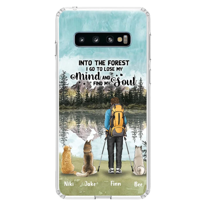 Personalized Solo Hiking With Dogs Phone Case - Woman/Man With Up to 3 Pets - Case For iPhone and Samsung - Q67GXN