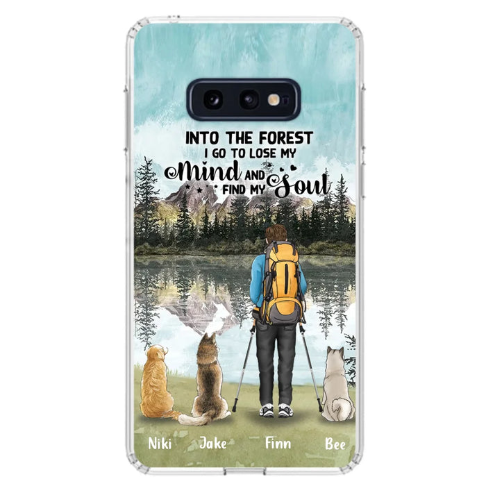 Personalized Solo Hiking With Dogs Phone Case - Woman/Man With Up to 3 Pets - Case For iPhone and Samsung - Q67GXN
