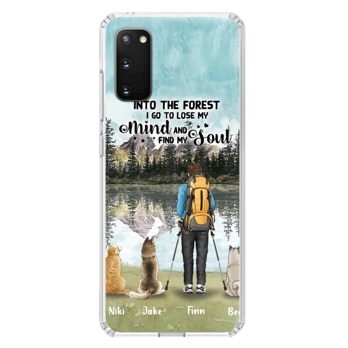 Personalized Solo Hiking With Dogs Phone Case - Woman/Man With Up to 3 Pets - Case For iPhone and Samsung - Q67GXN