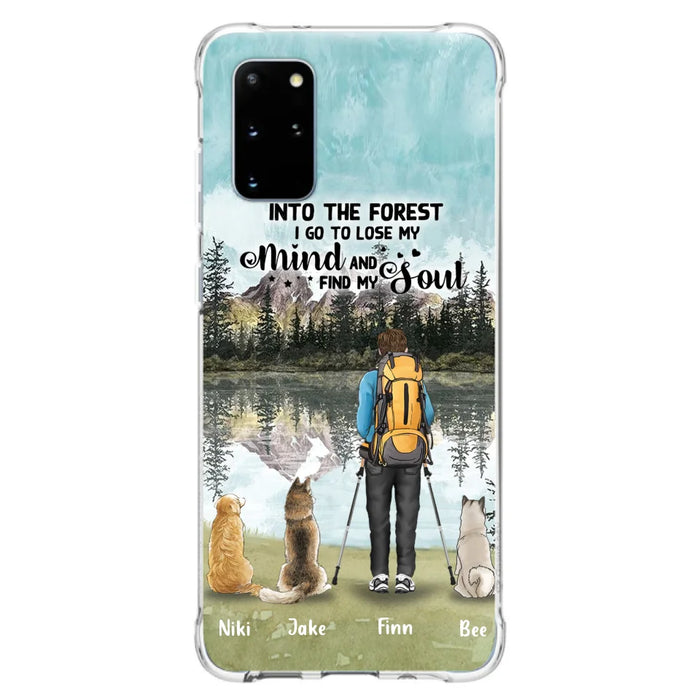 Personalized Solo Hiking With Dogs Phone Case - Woman/Man With Up to 3 Pets - Case For iPhone and Samsung - Q67GXN