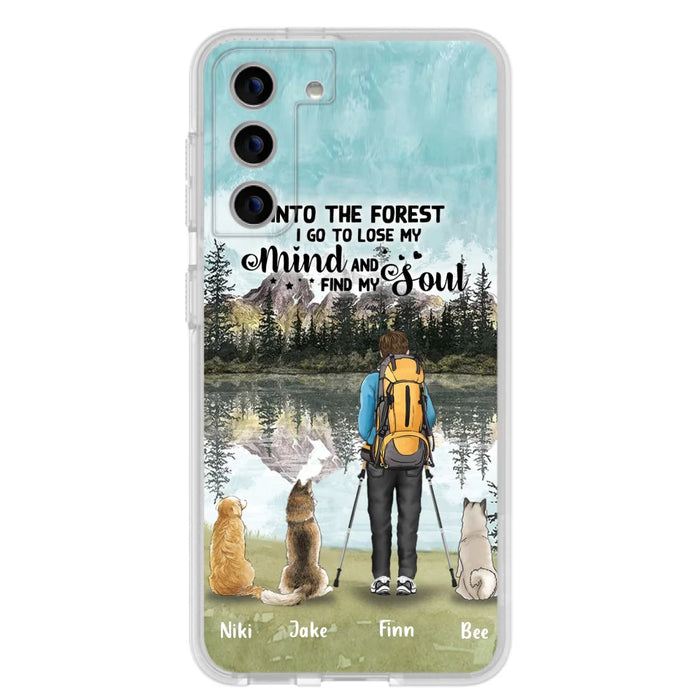 Personalized Solo Hiking With Dogs Phone Case - Woman/Man With Up to 3 Pets - Case For iPhone and Samsung - Q67GXN