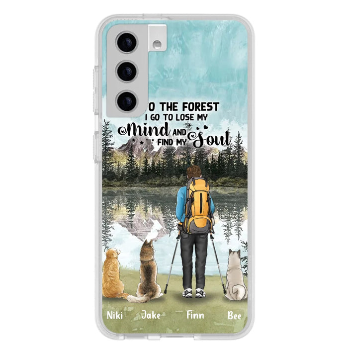 Personalized Solo Hiking With Dogs Phone Case - Woman/Man With Up to 3 Pets - Case For iPhone and Samsung - Q67GXN