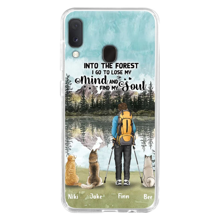 Personalized Solo Hiking With Dogs Phone Case - Woman/Man With Up to 3 Pets - Case For iPhone and Samsung - Q67GXN