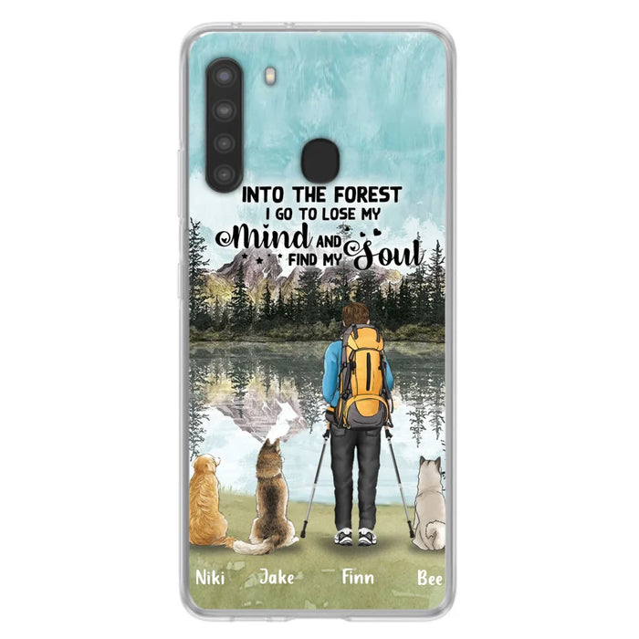 Personalized Solo Hiking With Dogs Phone Case - Woman/Man With Up to 3 Pets - Case For iPhone and Samsung - Q67GXN