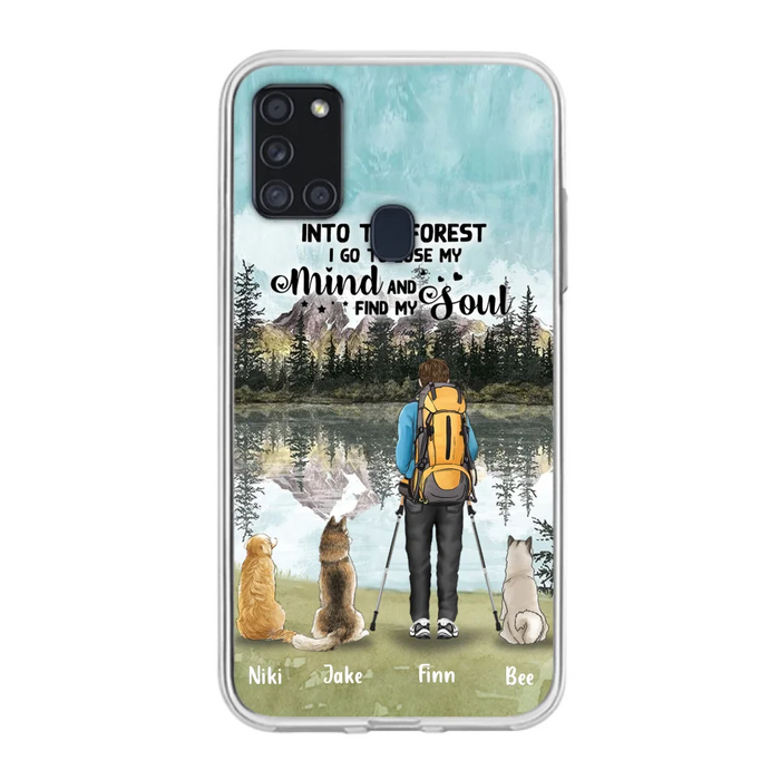 Personalized Solo Hiking With Dogs Phone Case - Woman/Man With Up to 3 Pets - Case For iPhone and Samsung - Q67GXN