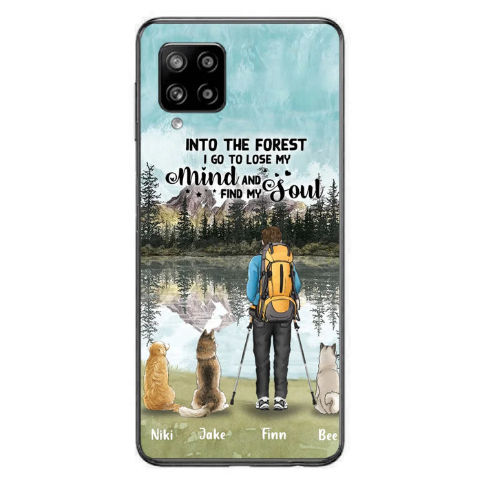 Personalized Solo Hiking With Dogs Phone Case - Woman/Man With Up to 3 Pets - Case For iPhone and Samsung - Q67GXN