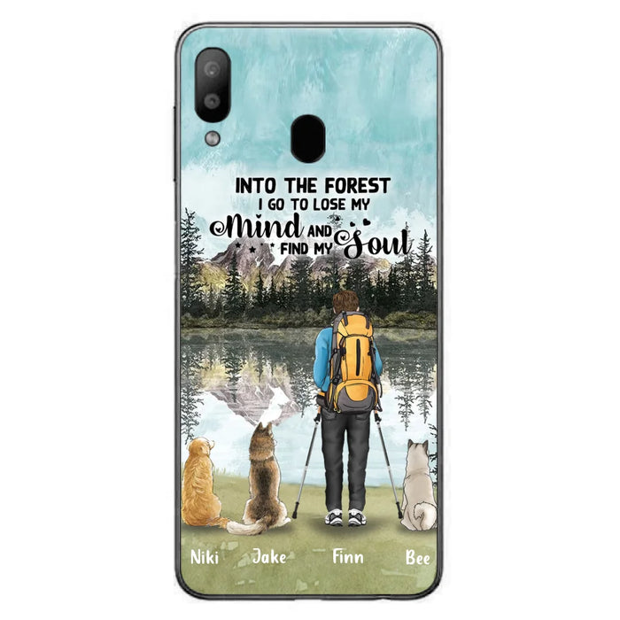 Personalized Solo Hiking With Dogs Phone Case - Woman/Man With Up to 3 Pets - Case For iPhone and Samsung - Q67GXN