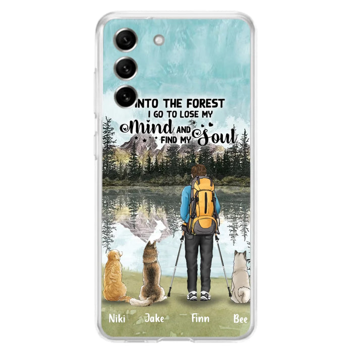 Personalized Solo Hiking With Dogs Phone Case - Woman/Man With Up to 3 Pets - Case For iPhone and Samsung - Q67GXN