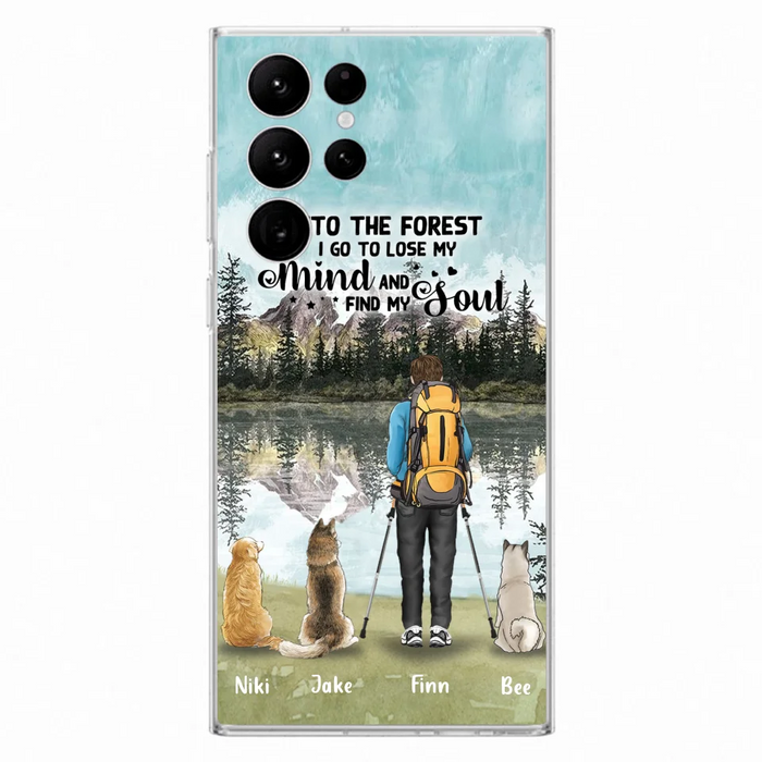 Personalized Solo Hiking With Dogs Phone Case - Woman/Man With Up to 3 Pets - Case For iPhone and Samsung - Q67GXN