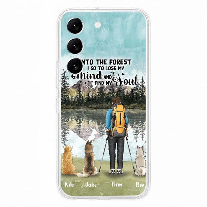Personalized Solo Hiking With Dogs Phone Case - Woman/Man With Up to 3 Pets - Case For iPhone and Samsung - Q67GXN