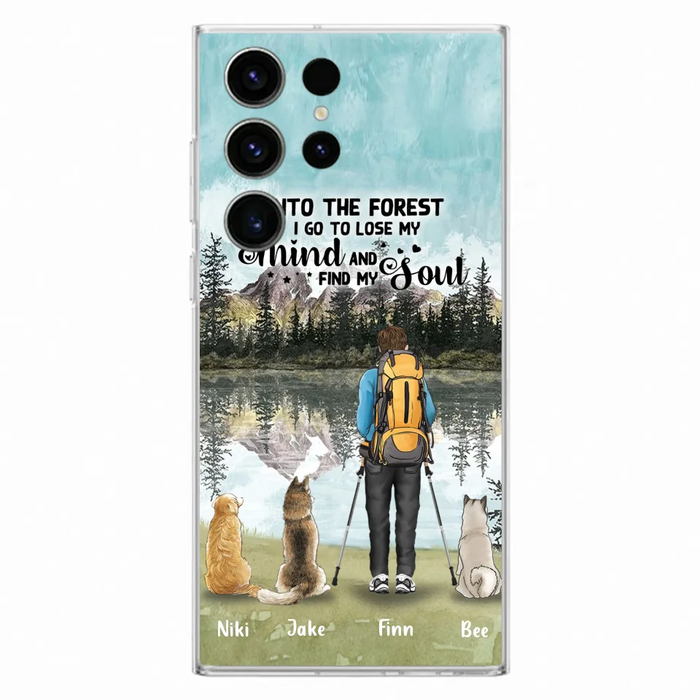 Personalized Solo Hiking With Dogs Phone Case - Woman/Man With Up to 3 Pets - Case For iPhone and Samsung - Q67GXN