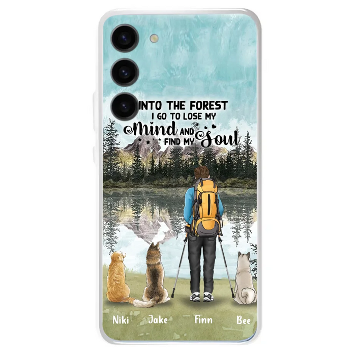 Personalized Solo Hiking With Dogs Phone Case - Woman/Man With Up to 3 Pets - Case For iPhone and Samsung - Q67GXN
