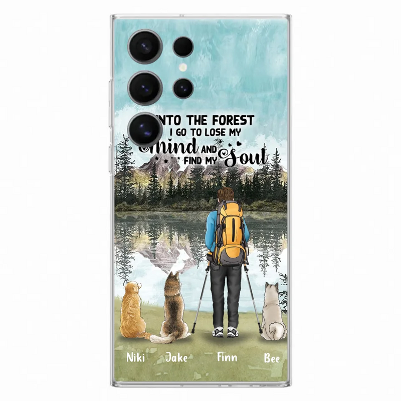 Personalized Solo Hiking With Dogs Phone Case - Woman/Man With Up to 3 Pets - Case For iPhone and Samsung - Q67GXN