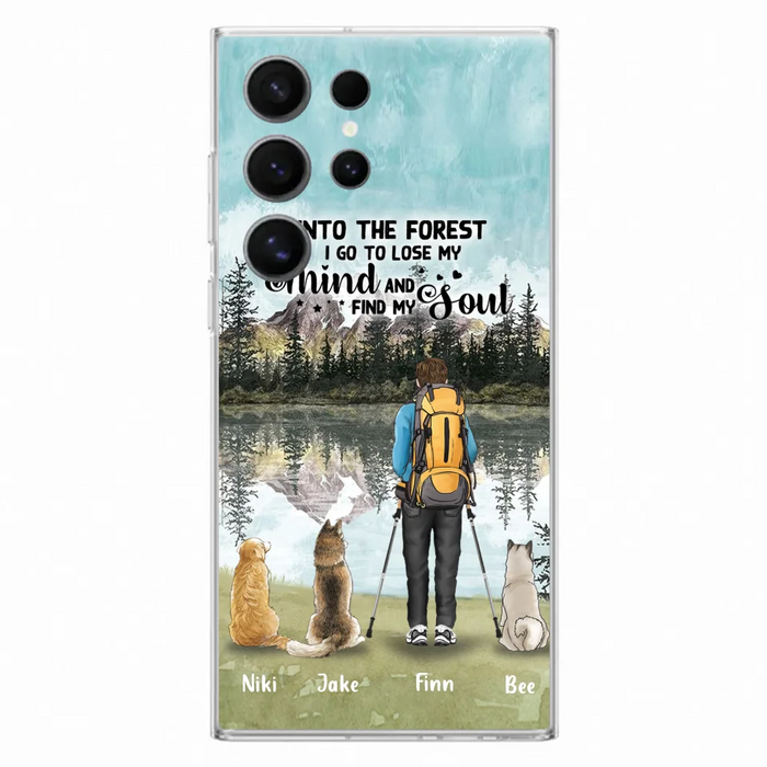 Personalized Solo Hiking With Dogs Phone Case - Woman/Man With Up to 3 Pets - Case For iPhone and Samsung - Q67GXN