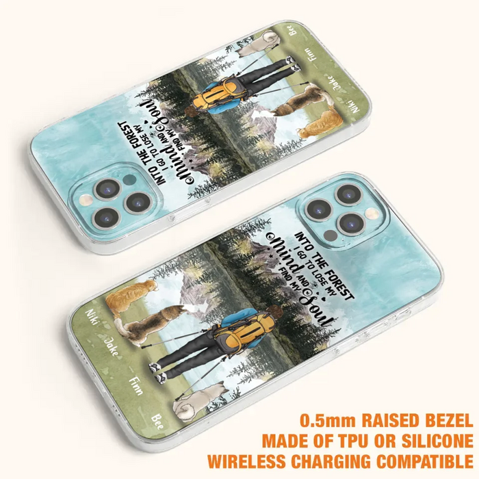 Personalized Solo Hiking With Dogs Phone Case - Woman/Man With Up to 3 Pets - Case For iPhone and Samsung - Q67GXN