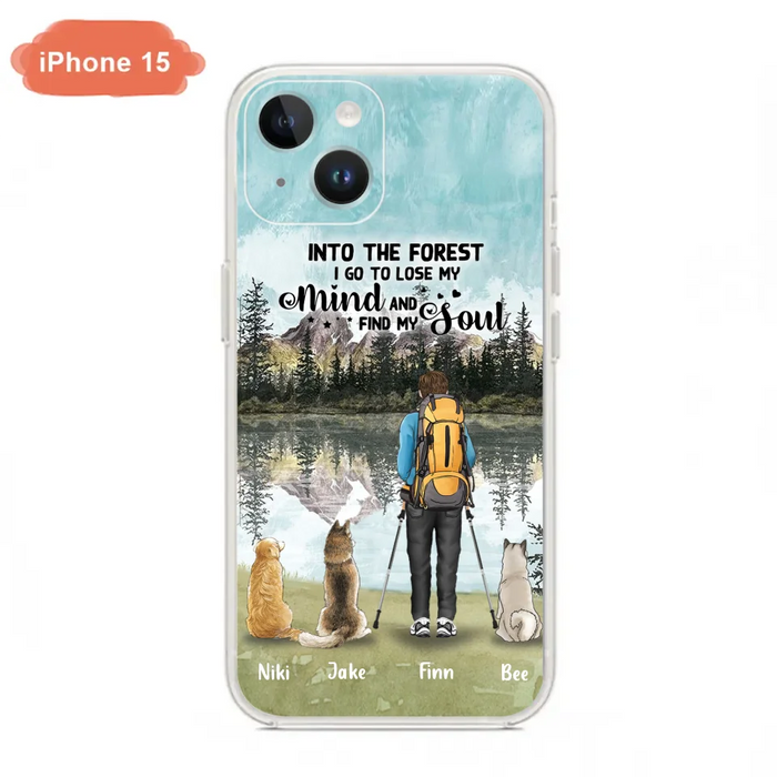 Personalized Solo Hiking With Dogs Phone Case - Woman/Man With Up to 3 Pets - Case For iPhone and Samsung - Q67GXN
