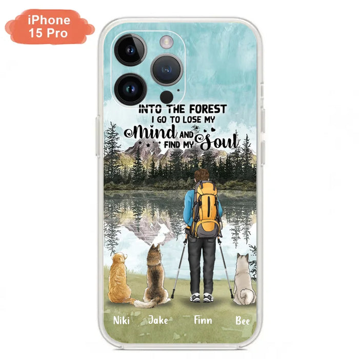Personalized Solo Hiking With Dogs Phone Case - Woman/Man With Up to 3 Pets - Case For iPhone and Samsung - Q67GXN