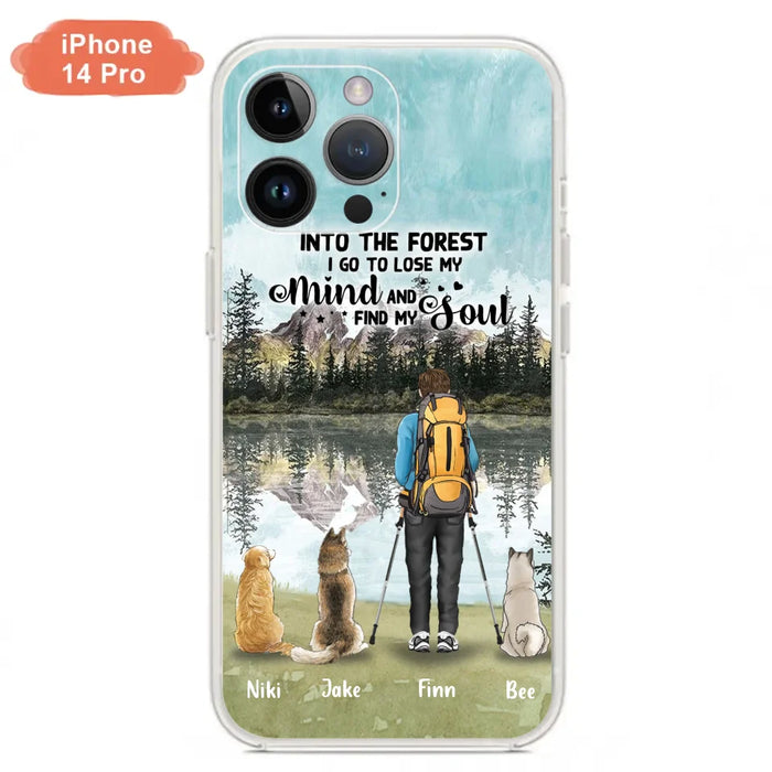 Personalized Solo Hiking With Dogs Phone Case - Woman/Man With Up to 3 Pets - Case For iPhone and Samsung - Q67GXN