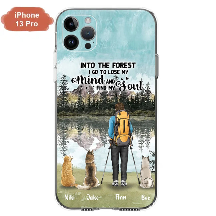 Personalized Solo Hiking With Dogs Phone Case - Woman/Man With Up to 3 Pets - Case For iPhone and Samsung - Q67GXN