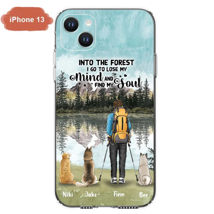 Personalized Solo Hiking With Dogs Phone Case - Woman/Man With Up to 3 Pets - Case For iPhone and Samsung - Q67GXN