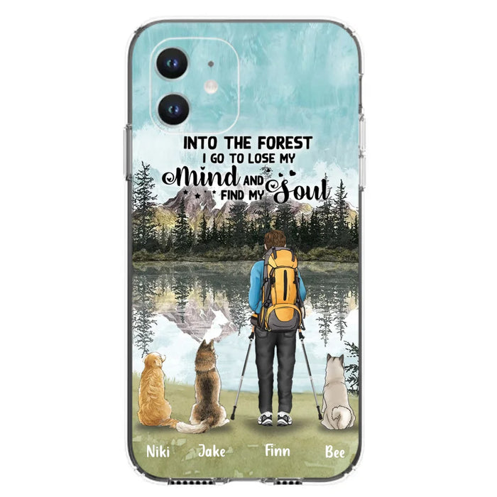 Personalized Solo Hiking With Dogs Phone Case - Woman/Man With Up to 3 Pets - Case For iPhone and Samsung - Q67GXN
