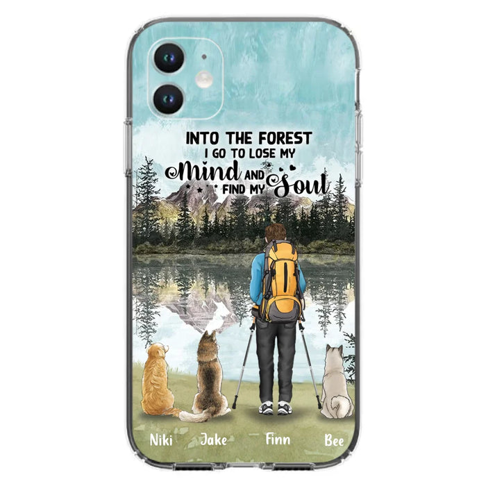 Personalized Solo Hiking With Dogs Phone Case - Woman/Man With Up to 3 Pets - Case For iPhone and Samsung - Q67GXN