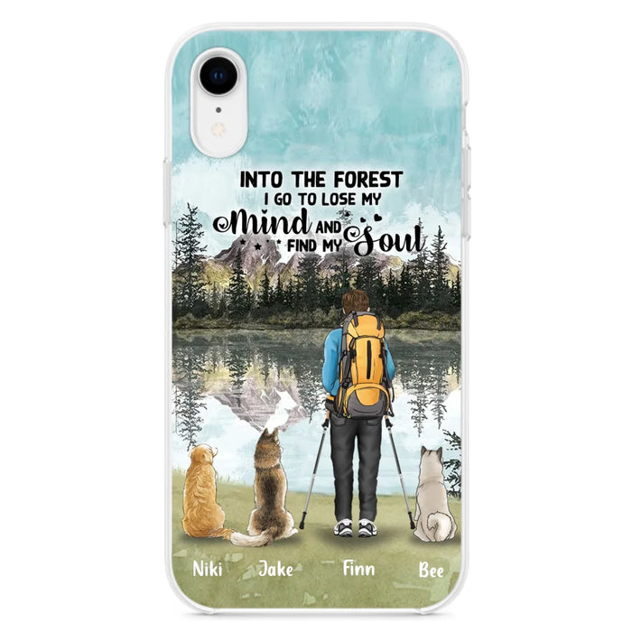 Personalized Solo Hiking With Dogs Phone Case - Woman/Man With Up to 3 Pets - Case For iPhone and Samsung - Q67GXN