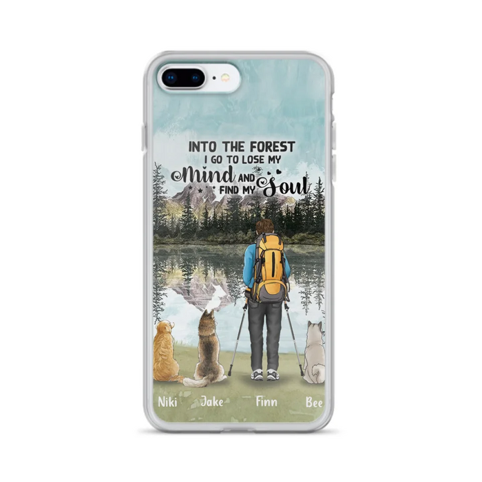 Personalized Solo Hiking With Dogs Phone Case - Woman/Man With Up to 3 Pets - Case For iPhone and Samsung - Q67GXN