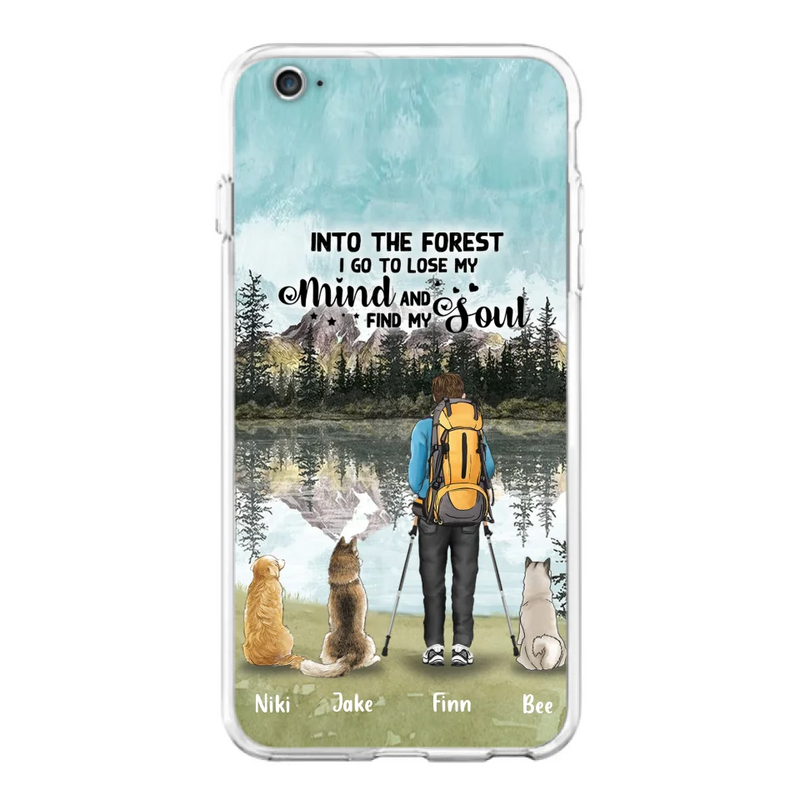 Personalized Solo Hiking With Dogs Phone Case - Woman/Man With Up to 3 Pets - Case For iPhone and Samsung - Q67GXN