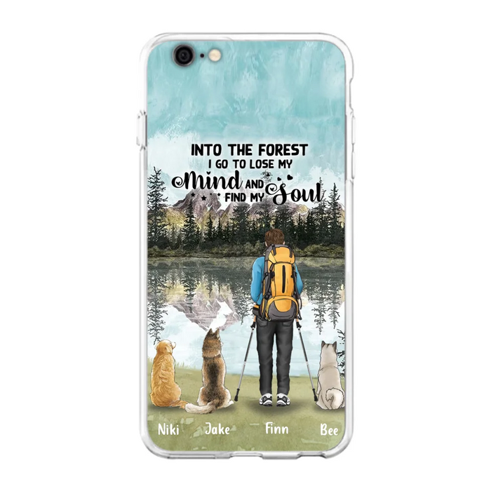 Personalized Solo Hiking With Dogs Phone Case - Woman/Man With Up to 3 Pets - Case For iPhone and Samsung - Q67GXN