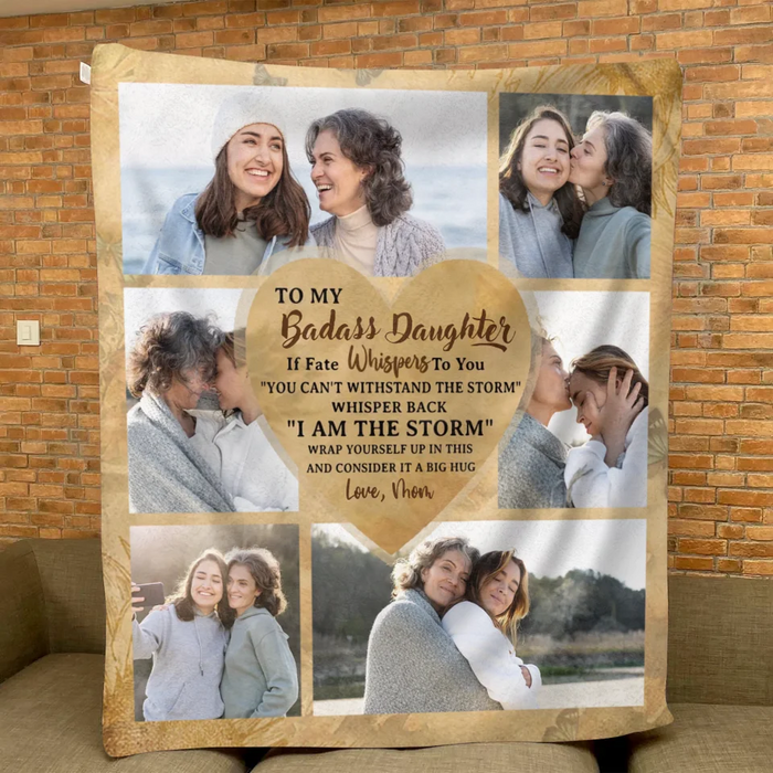 Personalized To My Daughter Fleece Throw Blanket - Gift Idea For Daughter From Mom - Upload Photos
