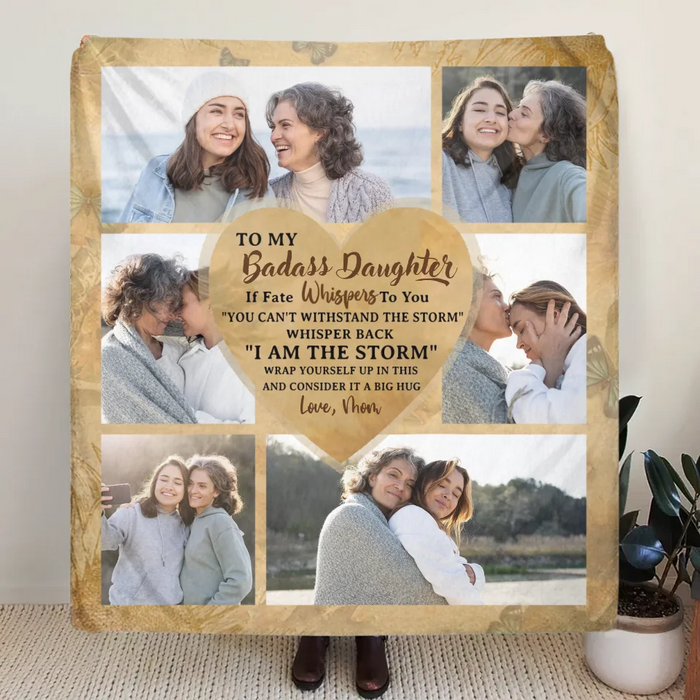 Personalized To My Daughter Fleece Throw Blanket - Gift Idea For Daughter From Mom - Upload Photos