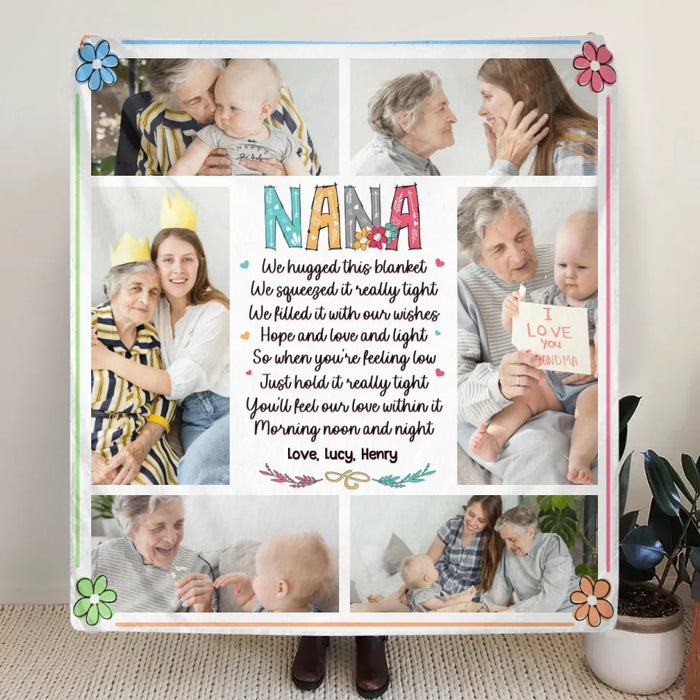 Personalized Nana Quilt/Fleece Throw Blanket - Gift Idea For Grandma From Grandkid - Upload Photos