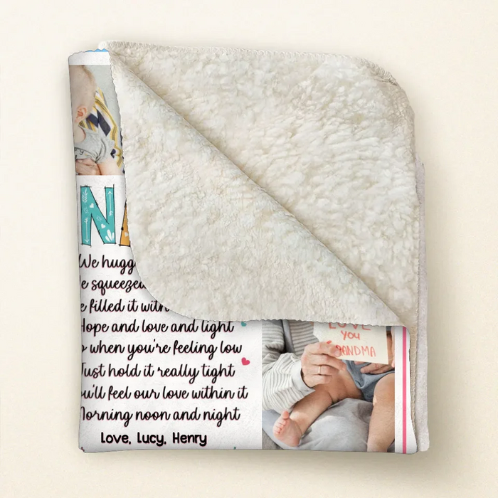 Personalized Nana Quilt/Fleece Throw Blanket - Gift Idea For Grandma From Grandkid - Upload Photos