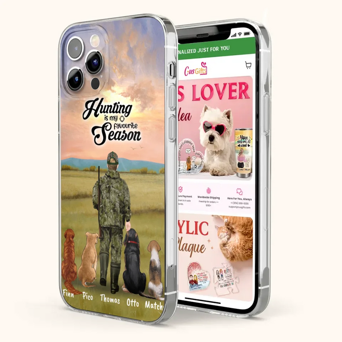 Personalized Hunting Phone Case - Man/Woman With Upto 4 Dogs - Phone Case For iPhone And Samsung - 4168OK