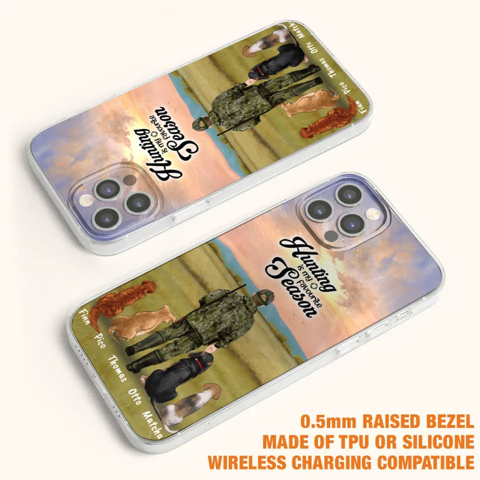 Personalized Hunting Phone Case - Man/Woman With Upto 4 Dogs - Phone Case For iPhone And Samsung - 4168OK