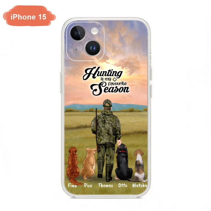 Personalized Hunting Phone Case - Man/Woman With Upto 4 Dogs - Phone Case For iPhone And Samsung - 4168OK