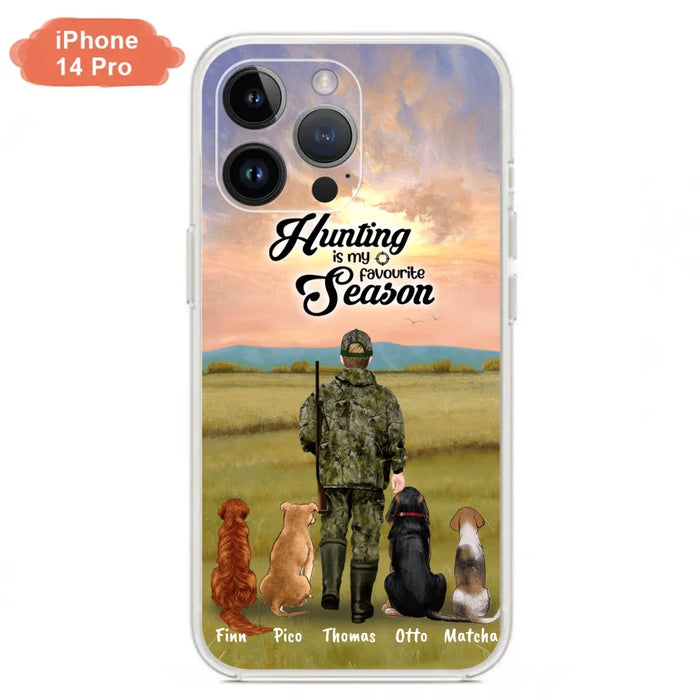 Personalized Hunting Phone Case - Man/Woman With Upto 4 Dogs - Phone Case For iPhone And Samsung - 4168OK