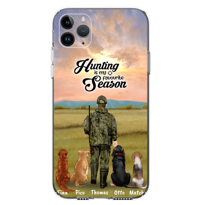Personalized Hunting Phone Case - Man/Woman With Upto 4 Dogs - Phone Case For iPhone And Samsung - 4168OK