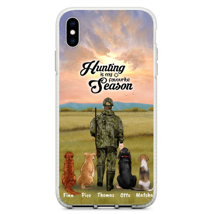 Personalized Hunting Phone Case - Man/Woman With Upto 4 Dogs - Phone Case For iPhone And Samsung - 4168OK