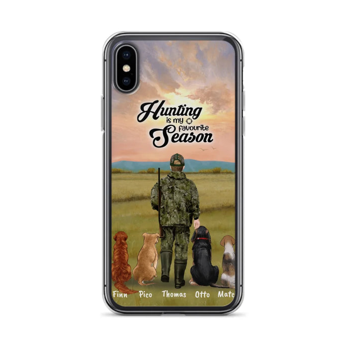 Personalized Hunting Phone Case - Man/Woman With Upto 4 Dogs - Phone Case For iPhone And Samsung - 4168OK