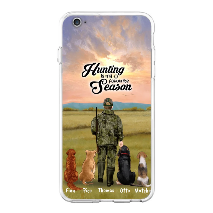 Personalized Hunting Phone Case - Man/Woman With Upto 4 Dogs - Phone Case For iPhone And Samsung - 4168OK