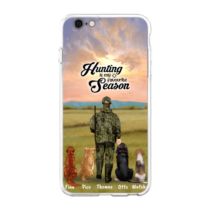 Personalized Hunting Phone Case - Man/Woman With Upto 4 Dogs - Phone Case For iPhone And Samsung - 4168OK